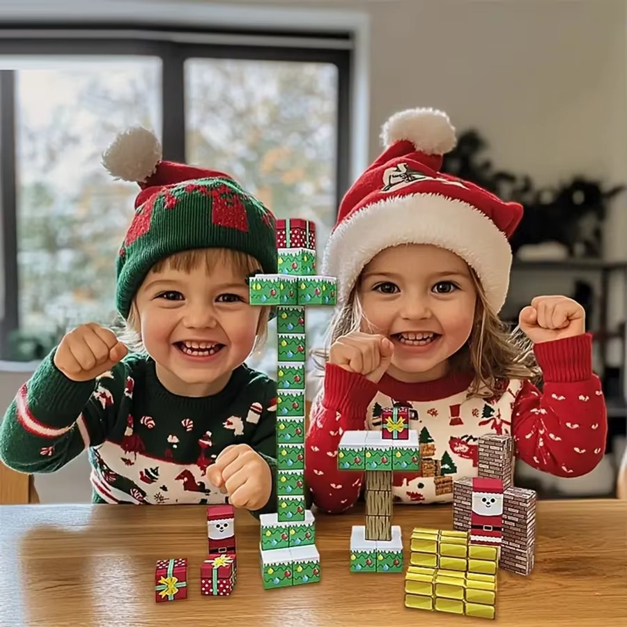 Avelena | Magnetische Bauplatten Weihnachtsedition STEM Sinnesblöcke für Kleinkinder