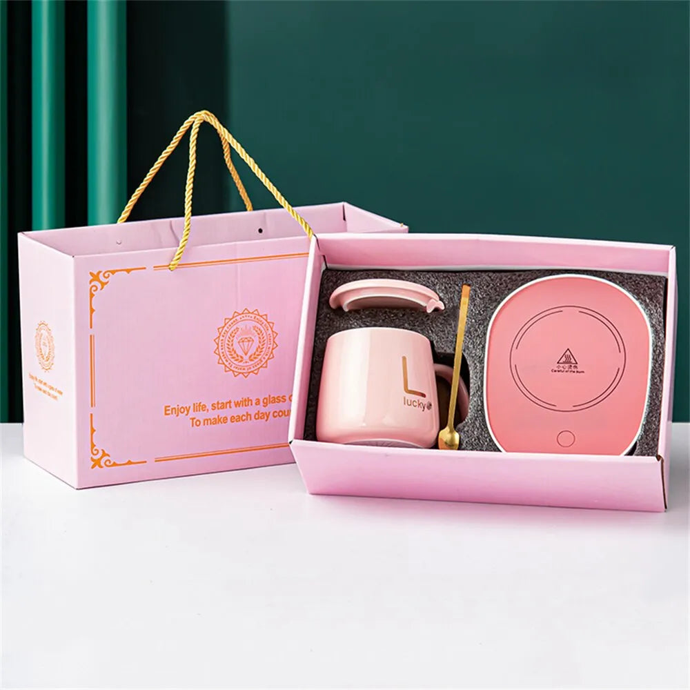 Avelena | Smart Keramik Becher Heizung Tasse Untersetzer Wärmer Thermostat Kaffee Heizung Elektrische Becher Set Milch Tee Heizung Wasser Home Office Geschenk