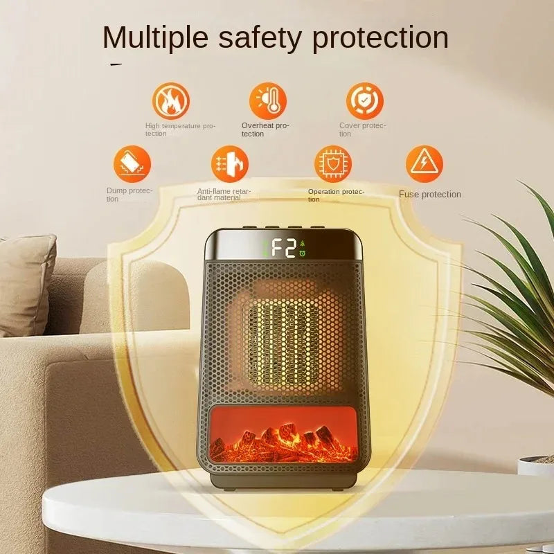 Avelena | 3D Dynamischer Flammen Elektroheizer | 1500W Tragbar, umweltfreundlich & schnelles Heizen für Badezimmer und Zuhause