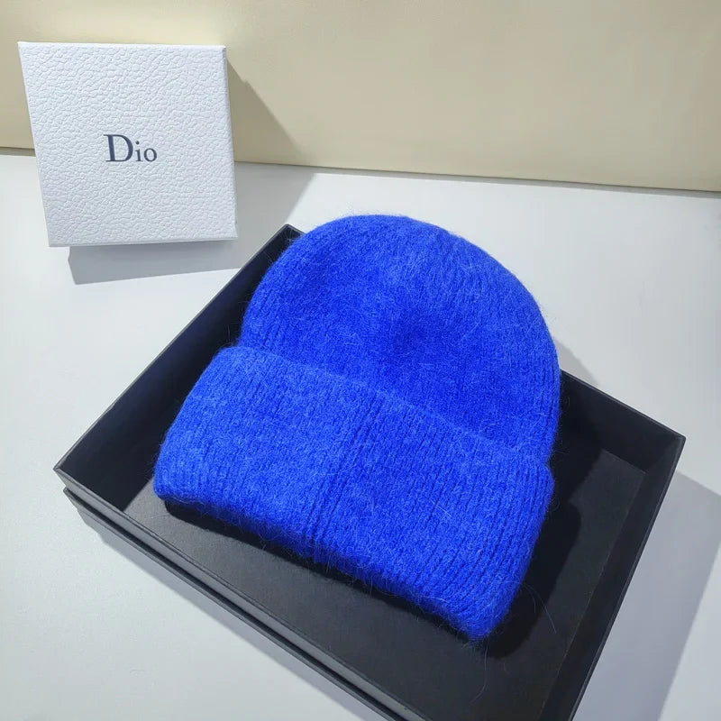 Avelena | Damen Winter Strickmütze - Warmes Kaschmir Wolle & Kaninchenfell Ski Hut