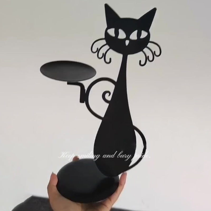 Avelena | Black Cat Kerzenhalter Fügen Sie Ihrem Interieur Einen Hauch Von Mystik Hinzu