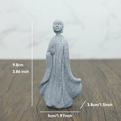 Avelena | Buddha Stein Statue Kleine Buddhistischen Mönche Tibetischer Buddhismus Figuren Zen Garten Ornament Meditation Zuhause Aquarium Dekoration