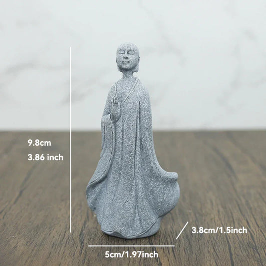 Avelena | Buddha Stein Statue Kleine Buddhistischen Mönche Tibetischer Buddhismus Figuren Zen Garten Ornament Meditation Zuhause Aquarium Dekoration