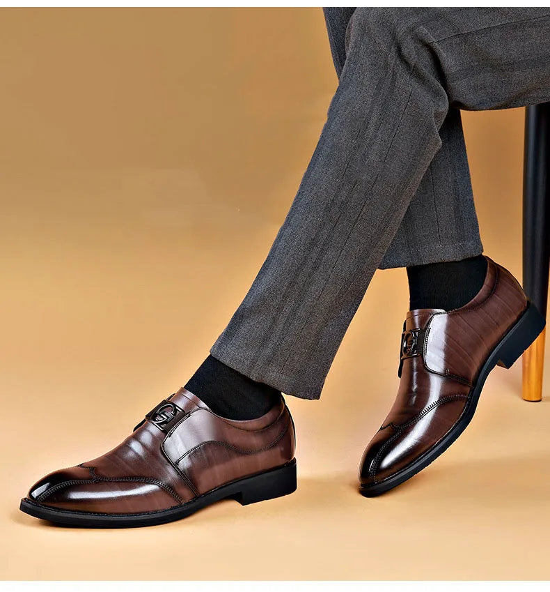 Avelena | Herren Leder Schuhe Stilvolle Herren Schuhe Spitz Oxford Hochzeit Leder Herren Dress Schuhe Gentleman Büro Mann Schuh