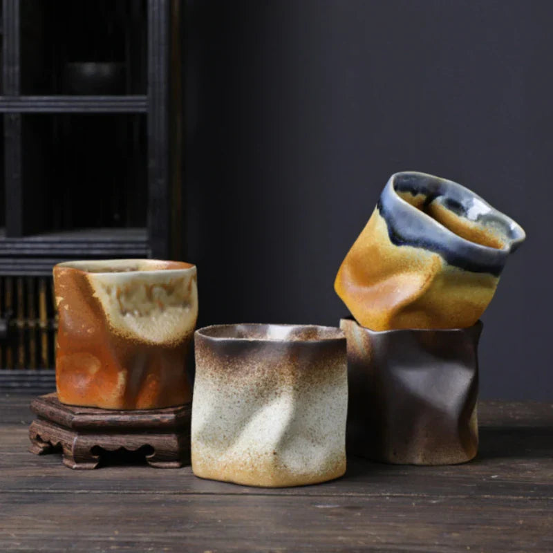 Avelena | Unregelmäßige gedrehte Form Tasse 9,47 Unzen/280 ml Keramik Kaffee Teetasse ohne Griff Polychromatische kreative Keramik Tassen Kaffeetassen Retro