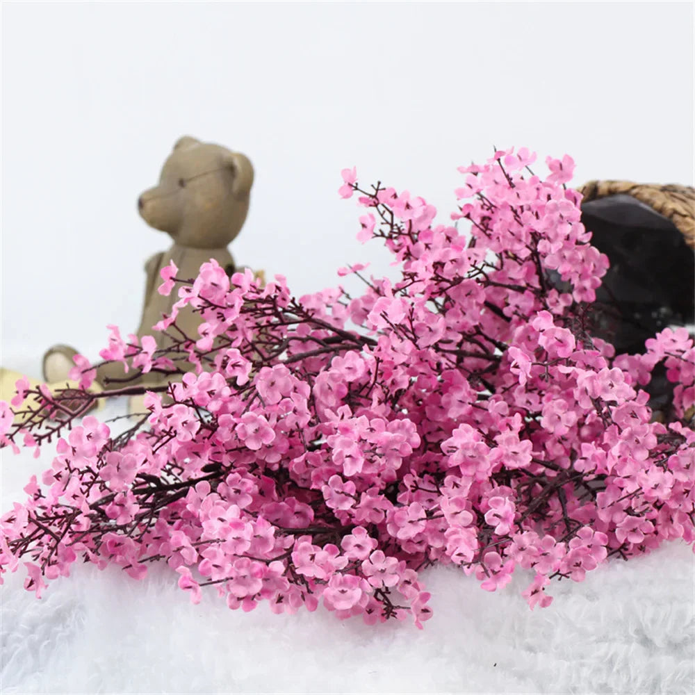 Avelena | 30 Cm Pink Seiden-Gipskraut Künstliche Blumen Kleine束 5 Gabeln Wohnzimmer Dekoration Künstliche Pflanzen Vase für Zuhause Hochzeit