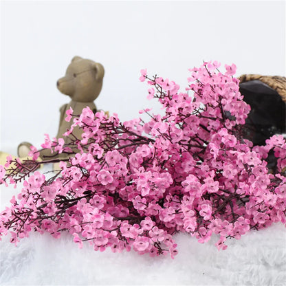 Avelena | 30 Cm Pink Seiden-Gipskraut Künstliche Blumen Kleine束 5 Gabeln Wohnzimmer Dekoration Künstliche Pflanzen Vase für Zuhause Hochzeit