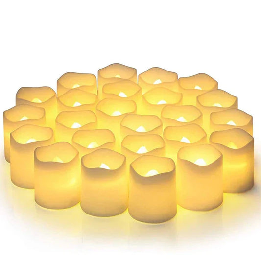 Avelena | 24er Set LED Kerzen ohne Flamme – Batteriebetrieben, Realistische Flammenoptik, Sicher und Dekorativ für gemütliche Abende