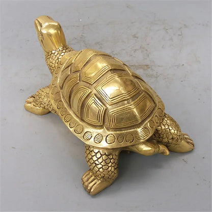 Avelena | Brass Feng Shui Schildkröte Statue Glückliches Tier Skulptur für Langlebigkeit Haus Büro Dekoration Figürchen Geschenk Studienornament