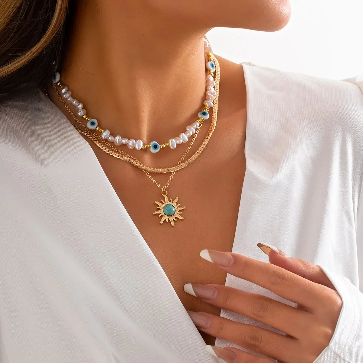 Avelena | Halsketten-Set Sonneblume & Böse Augen Accessoires