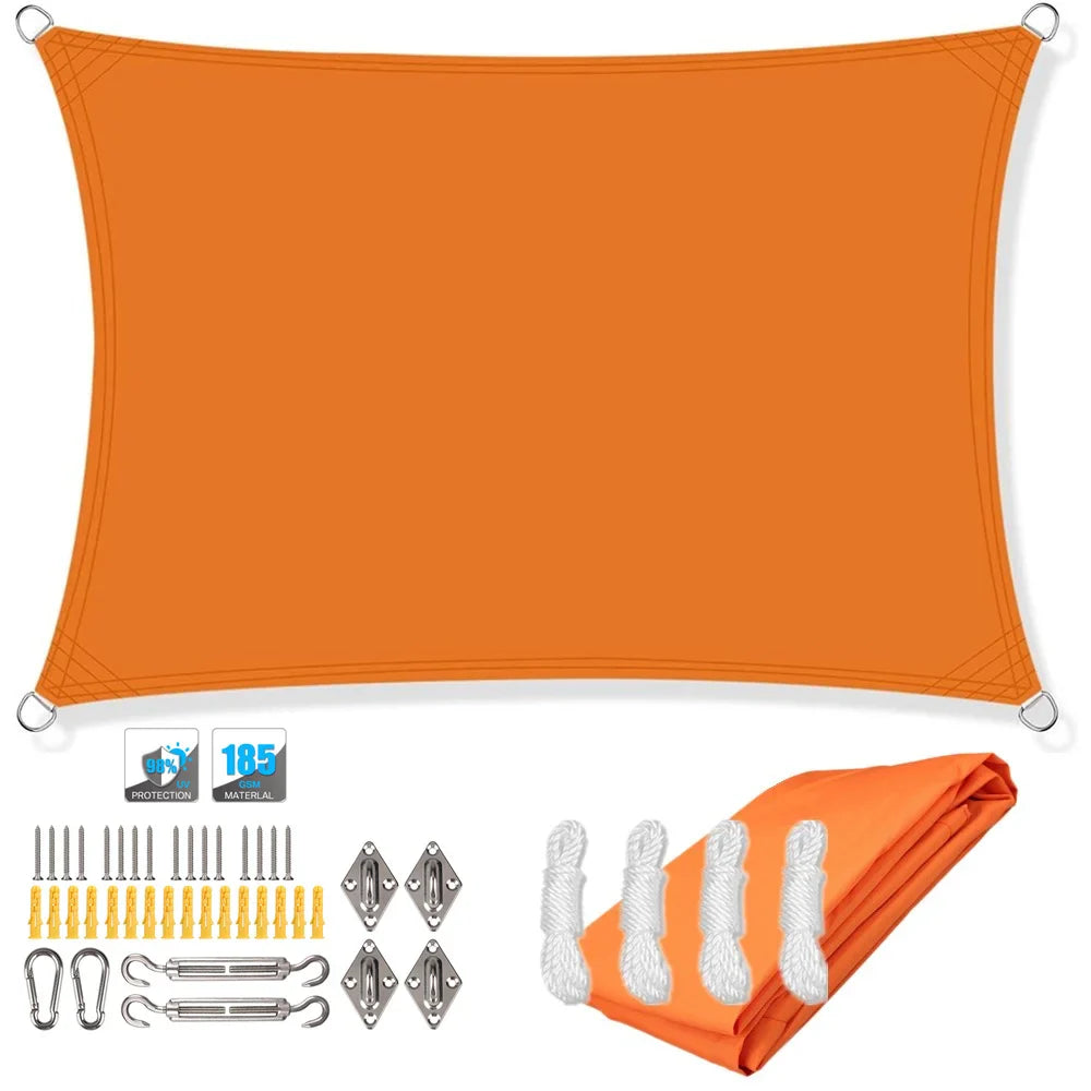 Avelena | Wasserdichter rechteckiger Sonnenschutzsegel mit UV-Schutz & Montagesets – ShadeGuard