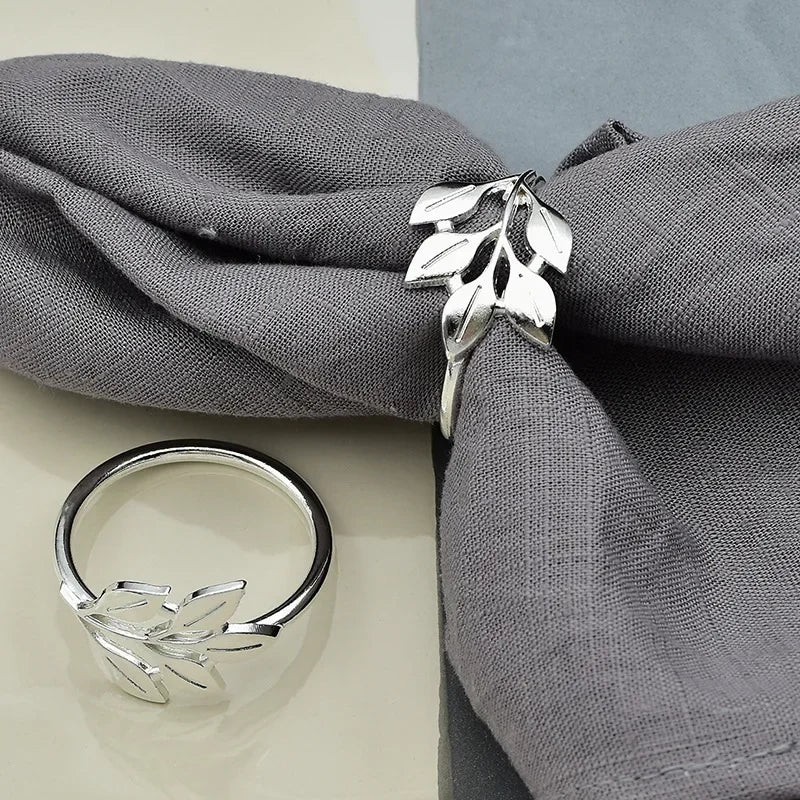 Avelena | 6 Stück Herbstblatt Gold & Silber Serviettenhalter