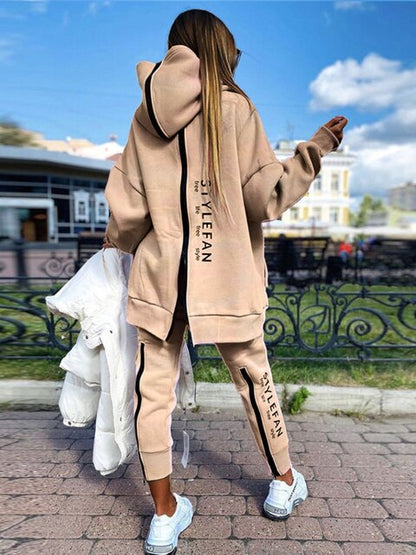 Avelena | Frauen Sweatshirts 2-teilige Sets Trainingsanzug Übergrößen Herbst Damen Korea Hose Pullover Hosenanzüge Damen