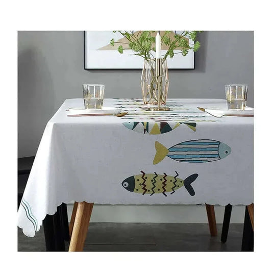 Avelena | Rechteckige Fleckenresistente Tischdecke mit aquatischem Motiv