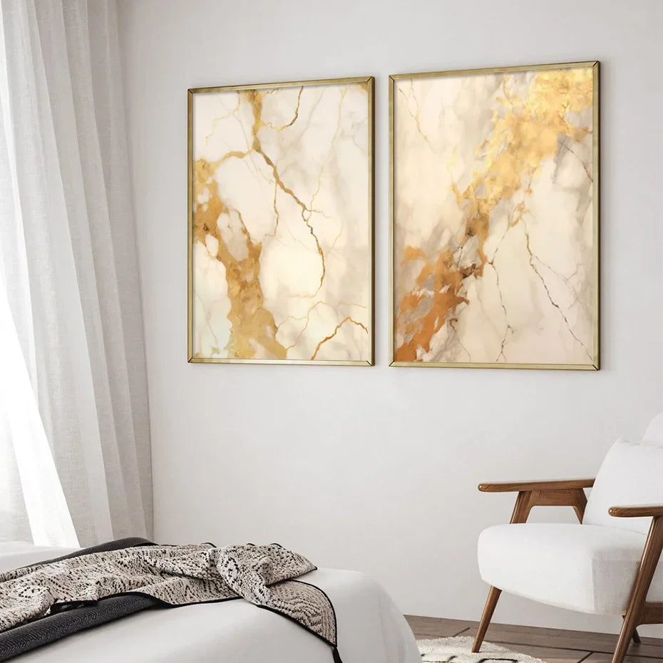 Avelena | Modern Schwarz Beige Golden Fluide Marmor Druck Abstrakte Wandkunst Feine Kunst Leinwand Drucke Bilder für Wohnzimmer Schlafzimmer Kunst Dekor