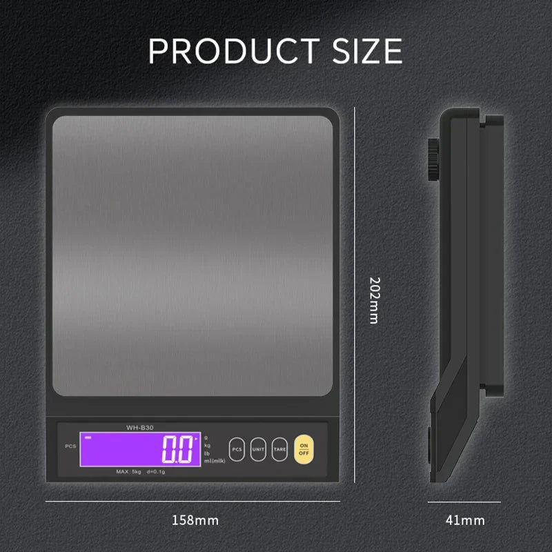 Avelena | 5 kg/0,1 g und 10 kg/1 g digitale elektronische Küchenwaage, LCD-Display, voll wasserdichtes Edelstahl-Waagetool zum Backen