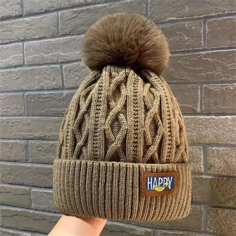 Avelena | Damenmode Pompom Mütze - Dicke Warme Wintermütze