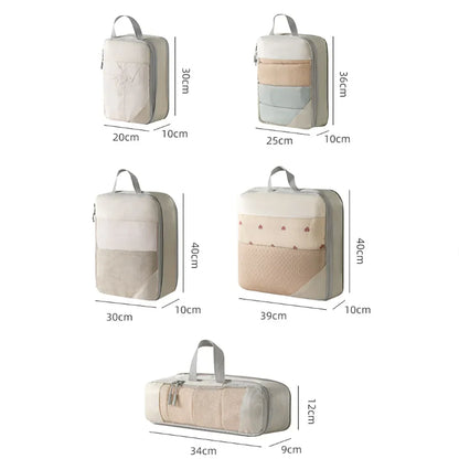 Avelena | ZipSpace Organizer Set | Komprimierbar & Wasserabweisend | 5-teilig | Mit Mesh-Fenster