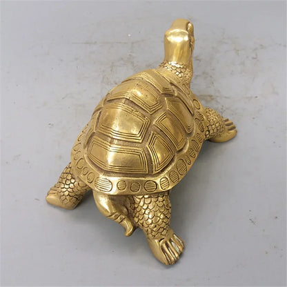 Avelena | Brass Feng Shui Schildkröte Statue Glückliches Tier Skulptur für Langlebigkeit Haus Büro Dekoration Figürchen Geschenk Studienornament