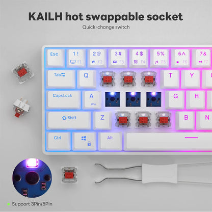 Avelena | Süße 61-Tasten Rosa Gaming Tastatur