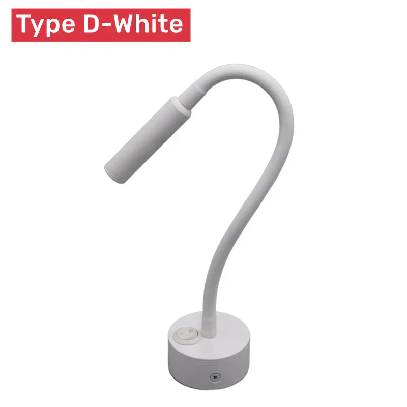 Avelena | Moderne Flexible LED-Lese-Wandlampe mit Schalter für Schlafzimmer und Studium - 1W/3W