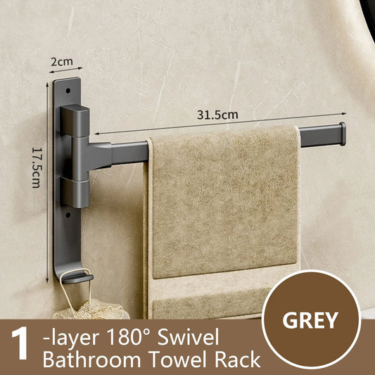 Avelena | Badezimmer Handtuchhalter drehbarer Handtuchhalter Raum Aluminium 1/2/3/4/5-Stangen Handtuchhalter Küchenregal Küchenhängeregal wandmontiert