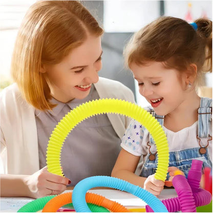 Avelena | 10-30Pcs Bunte Teleskopische Pop-Rohre - Sensorische Fidget-Spielzeuge für Kinder und Erwachsene