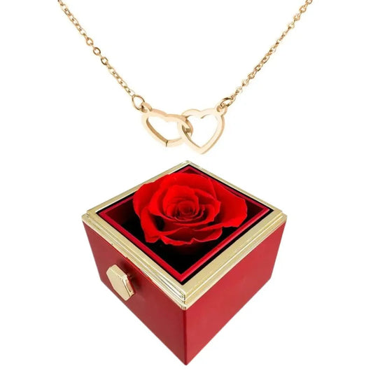 Avelena | Herz Necklace mit drehbarer Rosen Geschenkbox