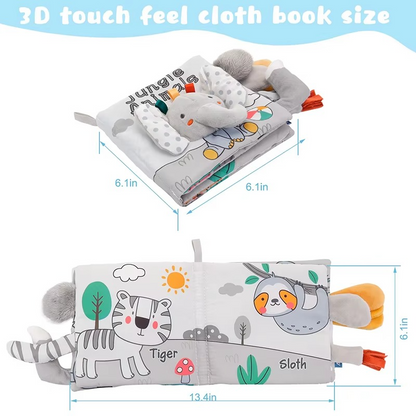 Avelena | Weiches 3D-Stoff-Babybuch mit hochkontrastierenden sensorischen Seiten für frühes Lernen und Spielen im Kinderwagen
