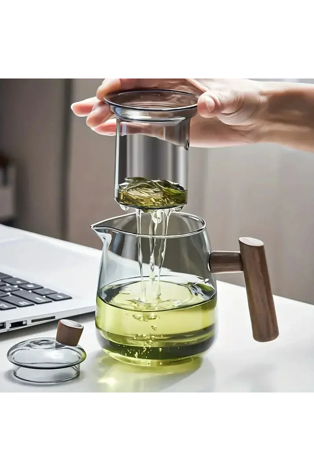 Avelena | Holzgriff Glas Teekanne