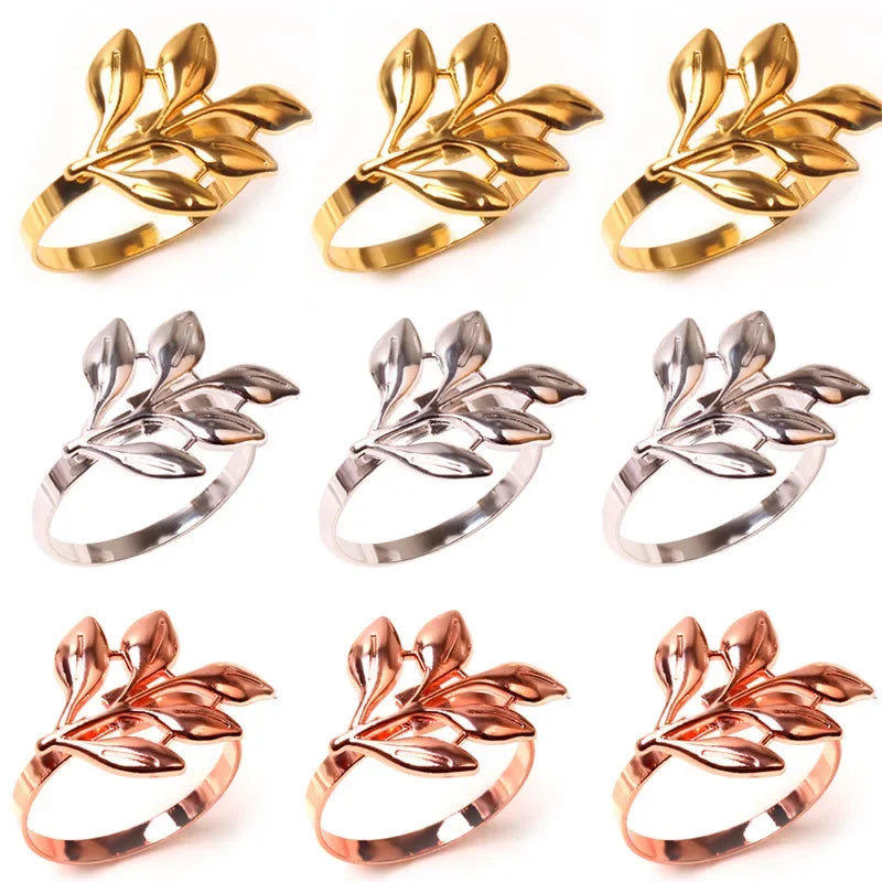 Avelena | 6 Stück Herbstblatt Gold & Silber Serviettenhalter