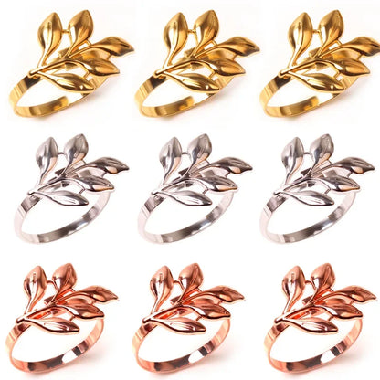 Avelena | 6 Stück Herbstblatt Gold & Silber Serviettenhalter