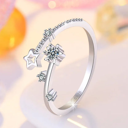 Avelena | 925 Sterling Silber Herz Glitzer Ring