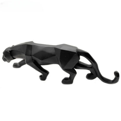 Avelena | Panther-Statue, Tierfigur, abstrakter geometrischer Stil, Kunstharz, Leopardenskulptur, Heimbüro, Desktop-Dekoration, Kunsthandwerk