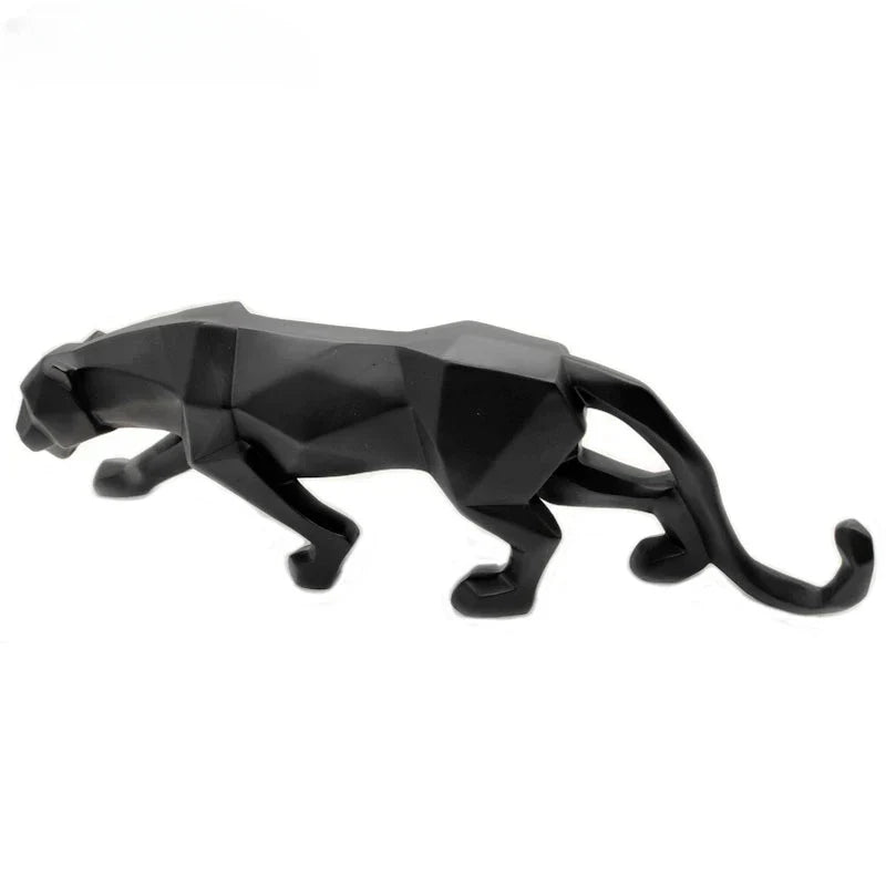 Avelena | Panther-Statue, Tierfigur, abstrakter geometrischer Stil, Kunstharz, Leopardenskulptur, Heimbüro, Desktop-Dekoration, Kunsthandwerk