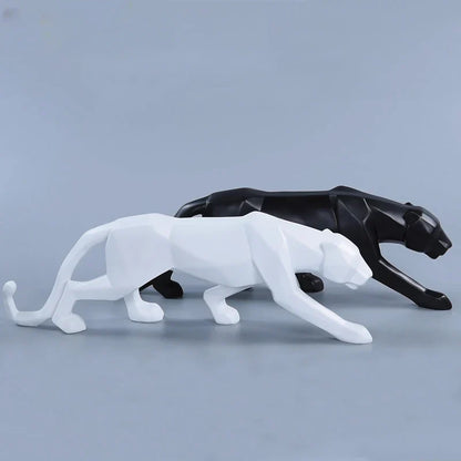 Avelena | Panther-Statue, Tierfigur, abstrakter geometrischer Stil, Kunstharz, Leopardenskulptur, Heimbüro, Desktop-Dekoration, Kunsthandwerk