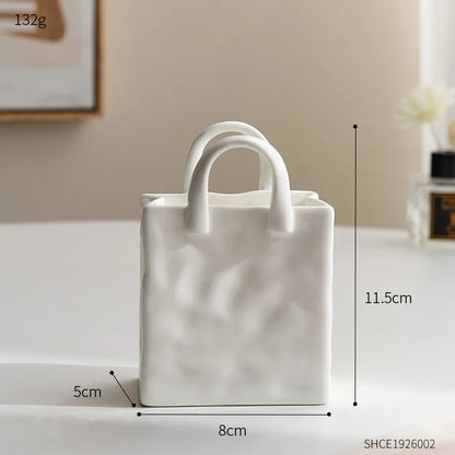 Avelena | Nordic Dekorative Vase Handtasche Keramik Vase Dekoration Zuhause Blumen für Dekor Tischdekoration Zubehör Raumdekoration Vase Geschenk