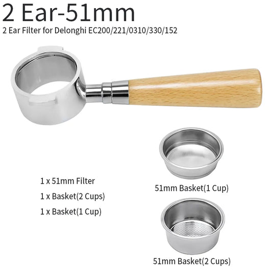 Avelena | 51mm Kaffee Boden Siebträger Für Delonghi EC680 EC685 Ersatz Filter Korb Espresso Maschine Griff Cafe Zubehör