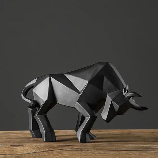 Avelena | YuryFvna Morden Geometrische Stier-Statue, Ornament, Café, Rinderskulpturen, Tierfiguren, abstrakte Hotel-Heimdekoration