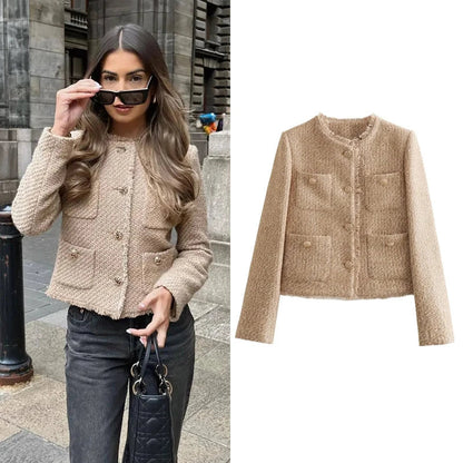 Avelena | Modische Tweed-Kurjacke für Damen