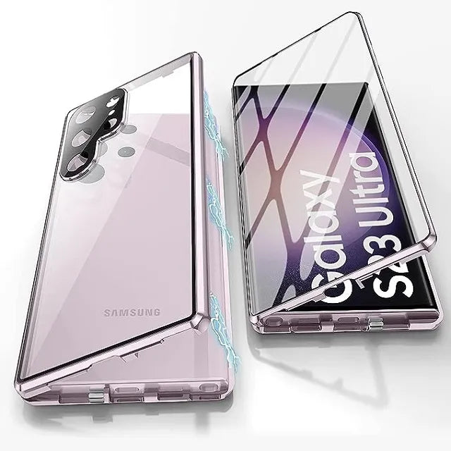 Avelena | Metall Aluminiumlegierung 360 Hülle mit Sicherheitsverschluss für Samsung Galaxy S24-S23 Serie