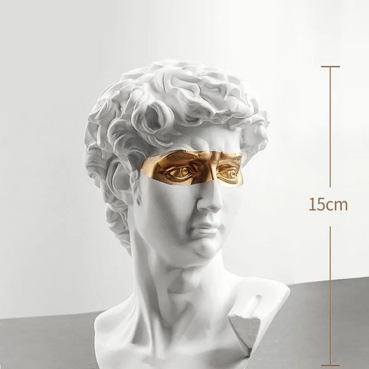 Avelena | Statuen zur Dekoration, 15 cm, David, Couchtisch, Heimdekoration, Ornamente, Zimmerbüste aus Gips, weißes Harz, dekorative Kunstskulptur