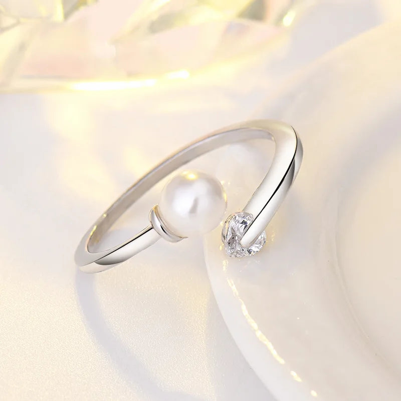 Avelena | 925 Sterling Silber Herz Glitzer Ring