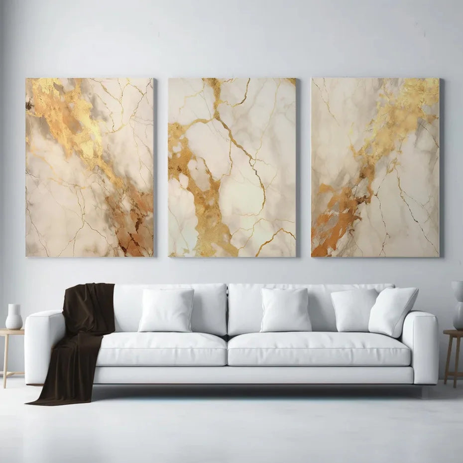 Avelena | Modern Schwarz Beige Golden Fluide Marmor Druck Abstrakte Wandkunst Feine Kunst Leinwand Drucke Bilder für Wohnzimmer Schlafzimmer Kunst Dekor