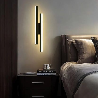 Avelena | Moderne LED-Wandlampe: Schwarz/Gold Acryl Raumdekoration Licht