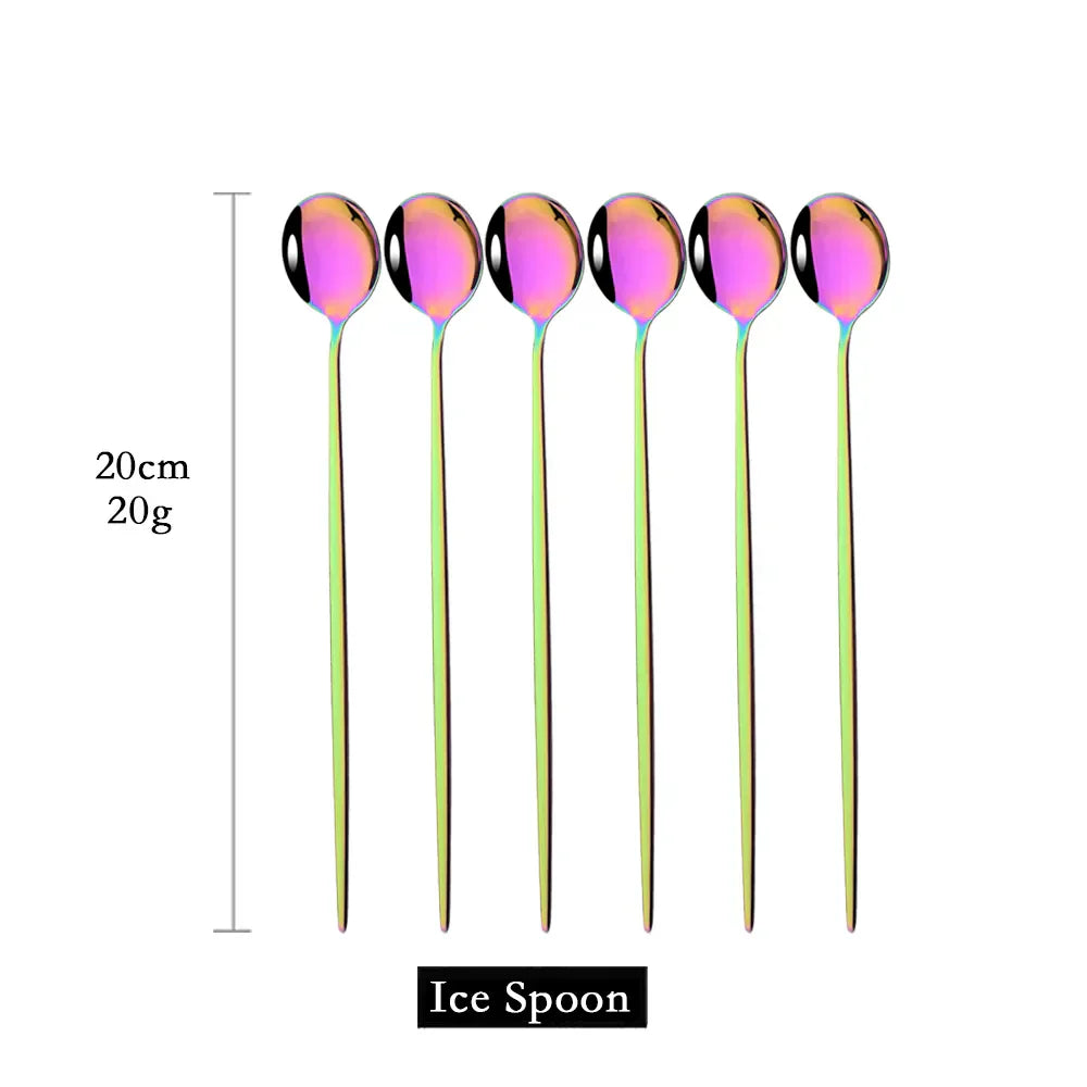 Avelena | Golden 6-teiliges Langstiel-Löffelset