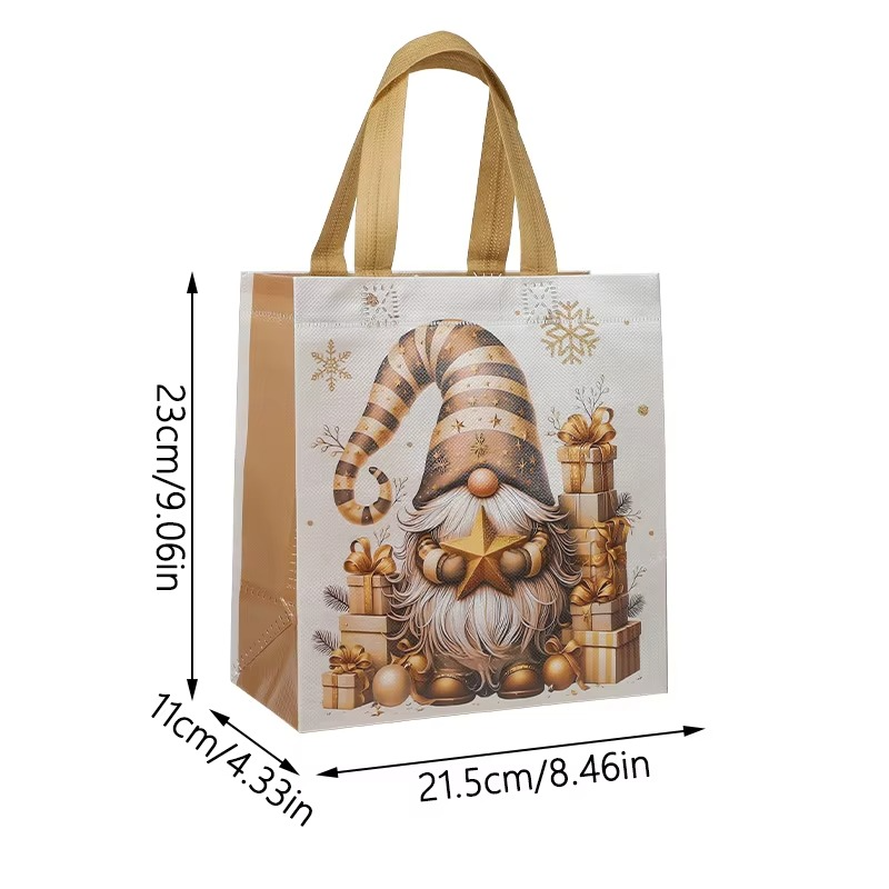 Avelena | Weihnachten Weihnachtsmann Non-Woven Geschenktaschen mit Griffen, Festliche wiederverwendbare Geschenkpaktierung, Set von 4–12