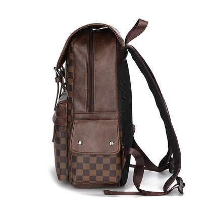 Avelena | Trendiger Karierter Business Vielseitiger Herren Rucksack Reisen Große Kapazität Luxusmarken Design Rucksack Herren PU Leder Schulranzen