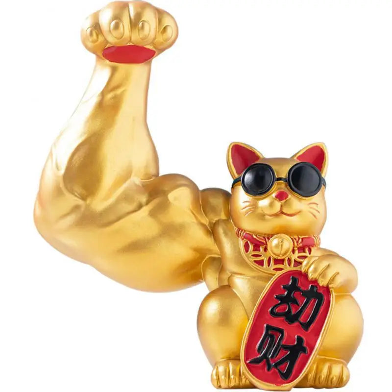 Avelena | Große Hand, glücklicher Reichtum, winkende Katze, goldfarbene winkende Handkatze, Heimdekoration, willkommene winkende Katze, Skulptur, Statue, Dekor, Auto-Ornament, Shop-Geschenk