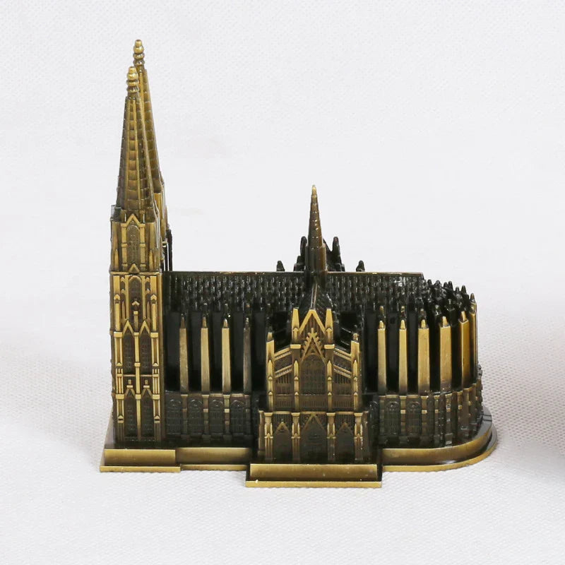 Avelena | Cologne Cathedral Model Metal Antique Bronze Germany Kölner Dom Building Figurine World Famous Landmark Architecture Decoration